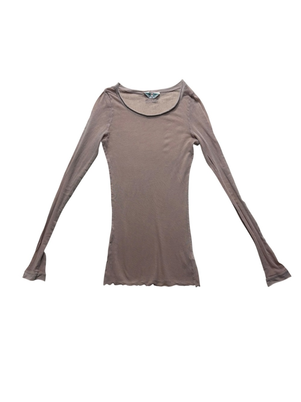 Hard Tail Long-Sleeve Scoop Neck Top in Taupe